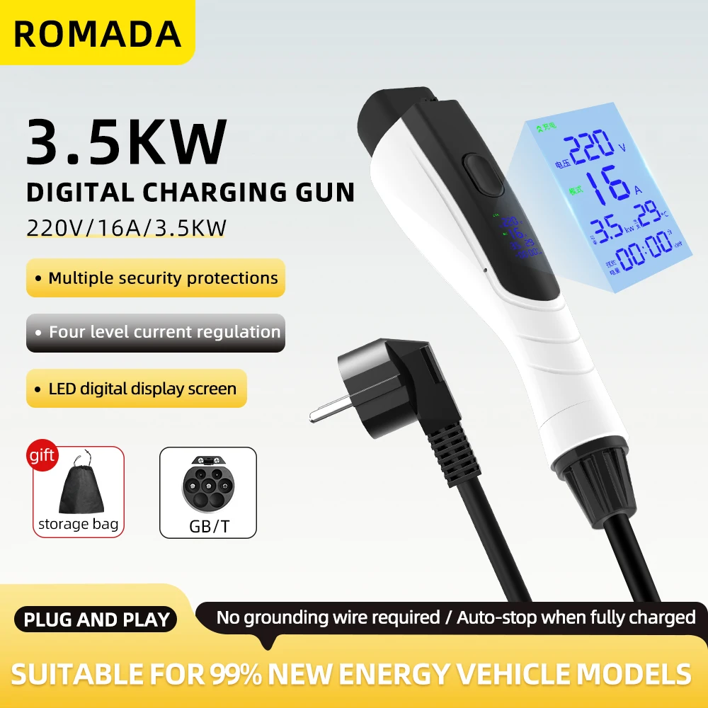 Ev Charger Adapter - NOVO Carregador Portátil EV 3.5KW 16A
